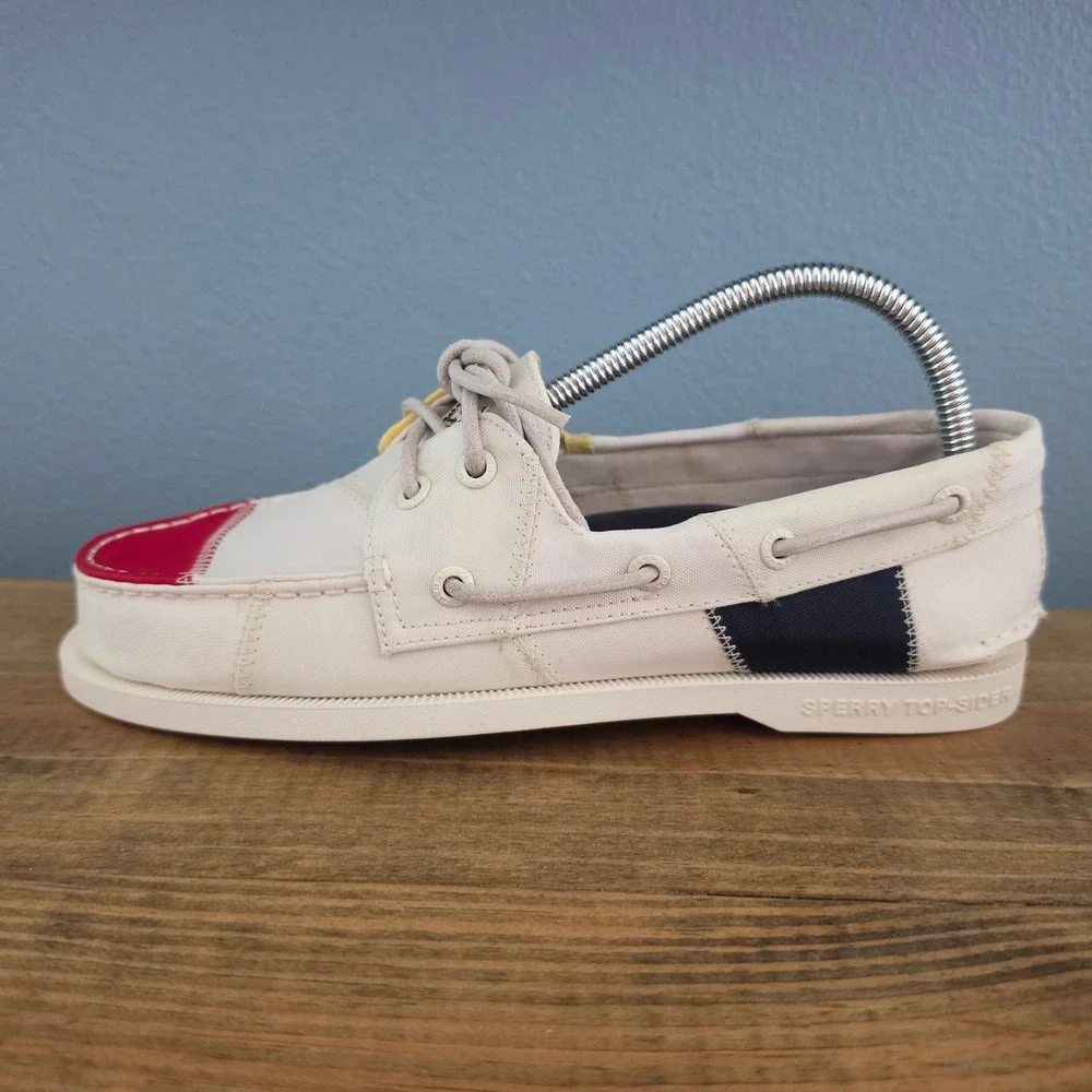 Sperry Mens A/O‎ 2-Eye Sail Bionic Boat Shoes Off White STS19372 Size 7